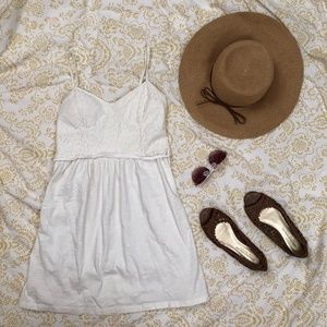 White with lace top Spaghetti strap sundress dress